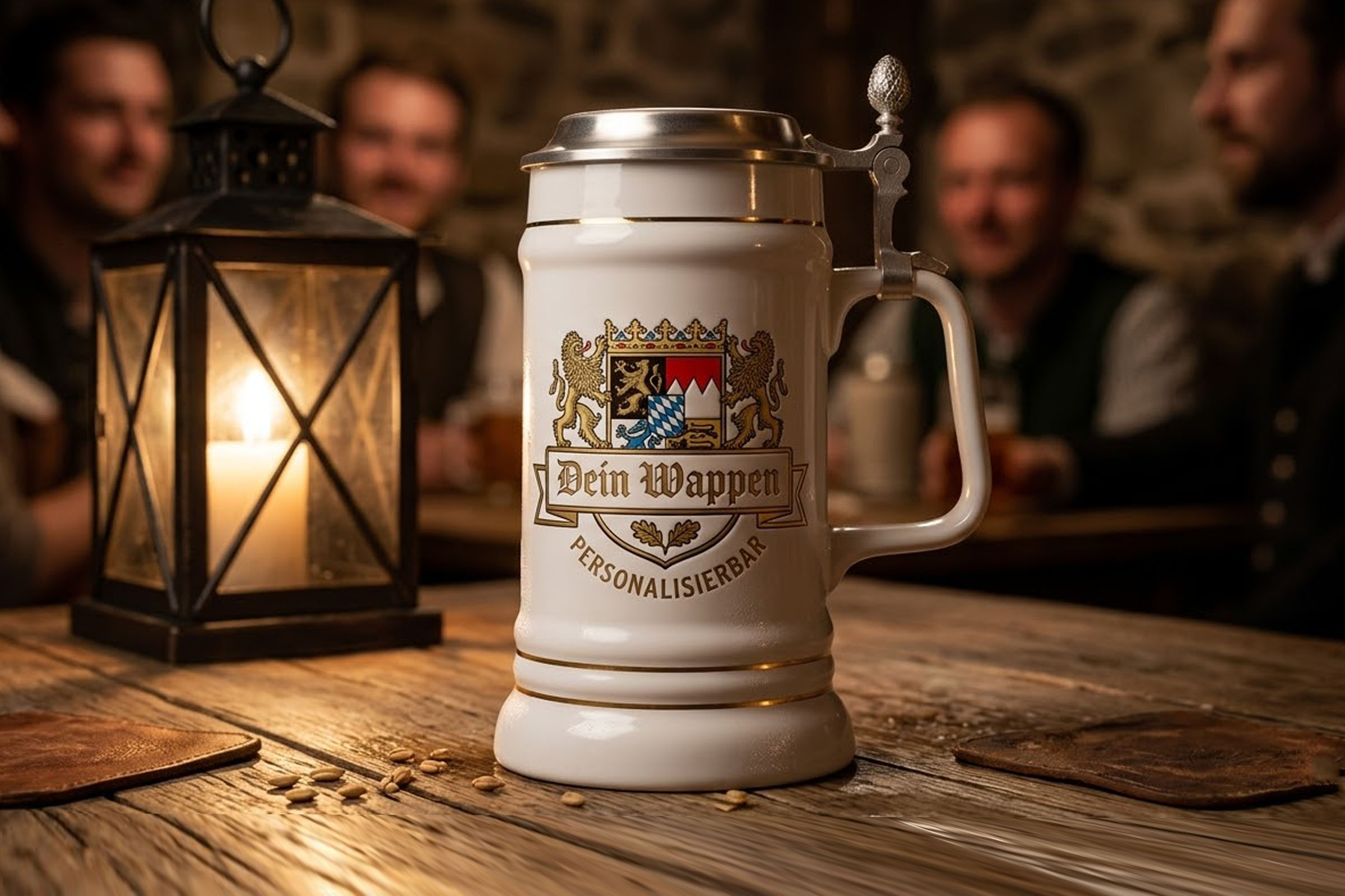 Tassen Becher Bierkrug mit Zinndeckel 20700